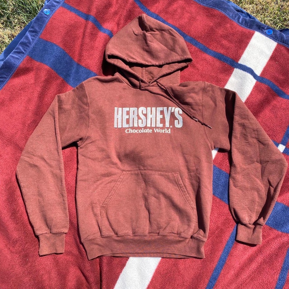 Hershey’s Chocolate World Park hoodie with a sparkly silver decal at the front